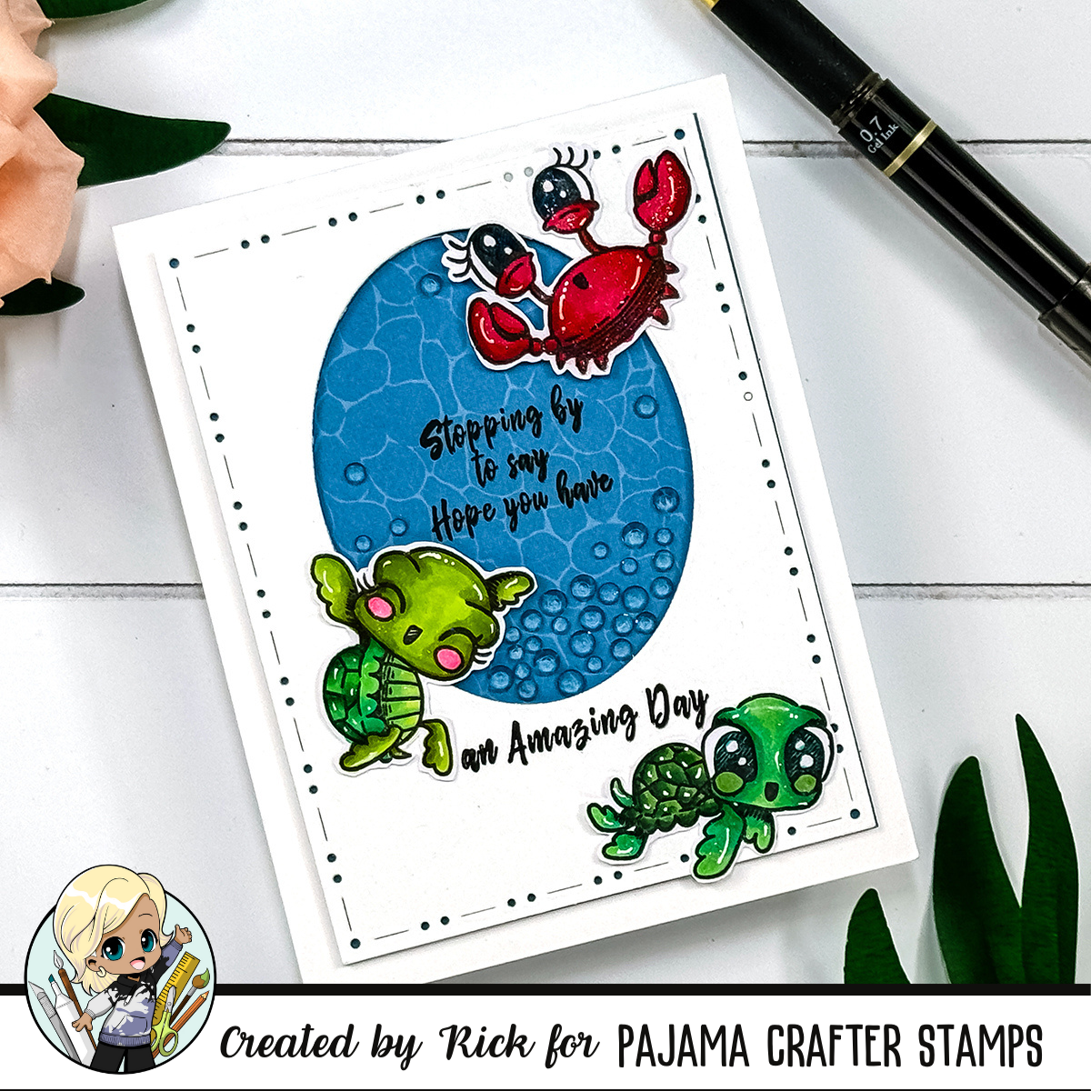 Happy Beach Critters Faux Shaker Card