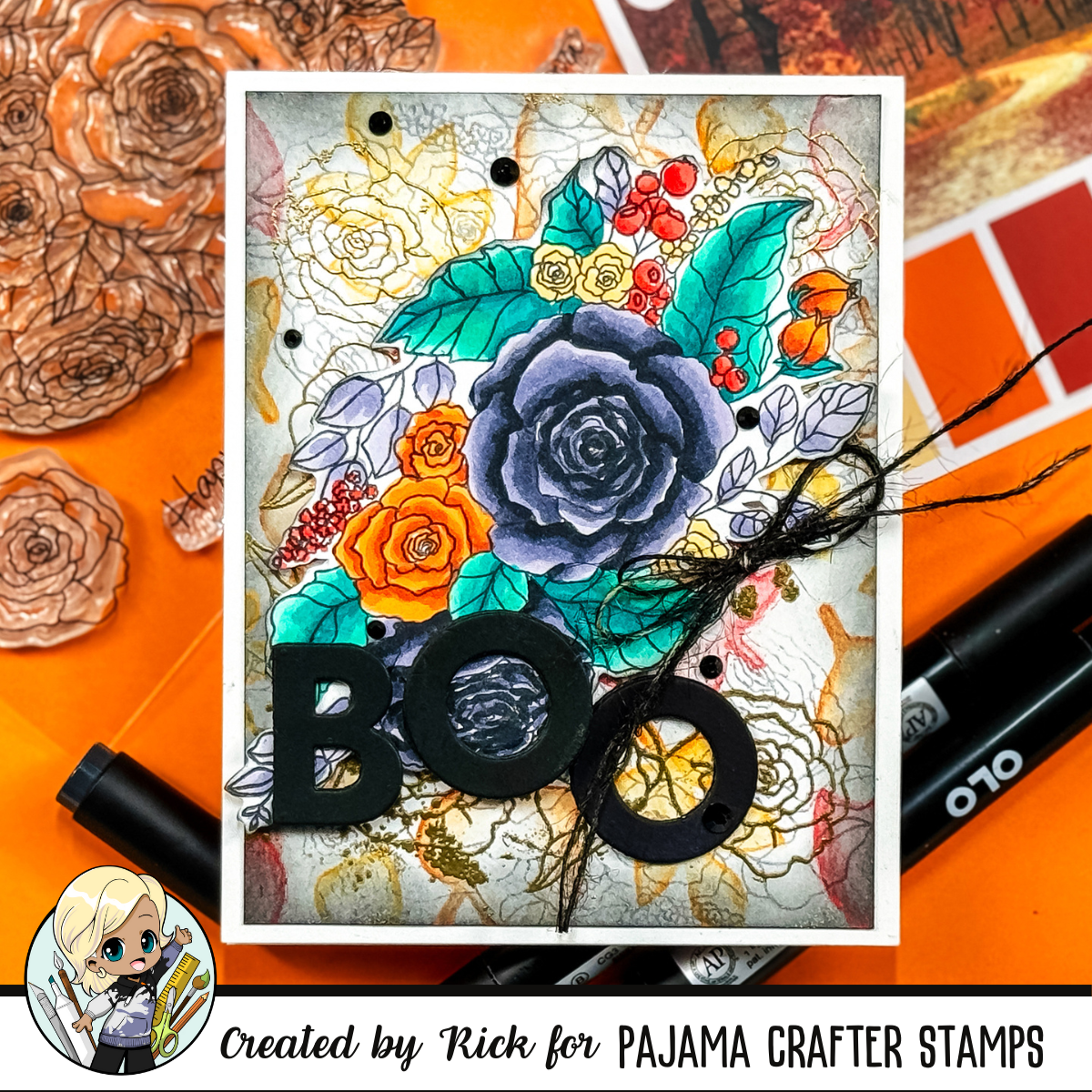 Vintage Mixed Media Floral Halloween Card