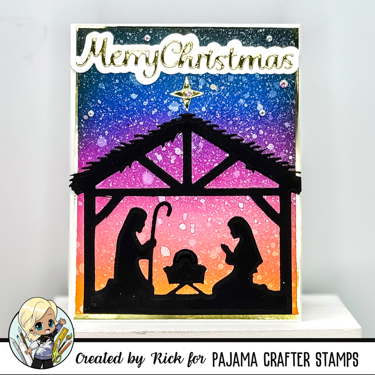 Nativity Silhouette Christmas Card by Rick Adkins